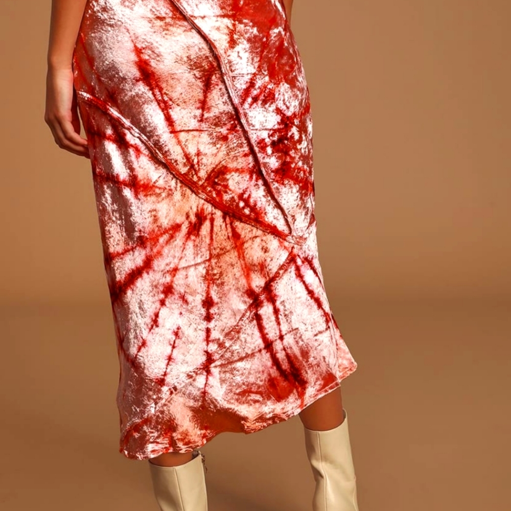 Free People "Serious Swagger" Pink Tie Dye Midi Skirt